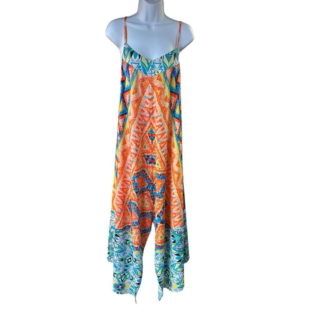 Boston Proper Bohemian Printed Maxi Dress Size M Orange Hippie Festival Long‎